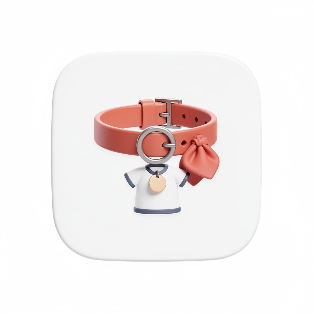 A coral pet collar and miniature shirt arranged as a gift concept