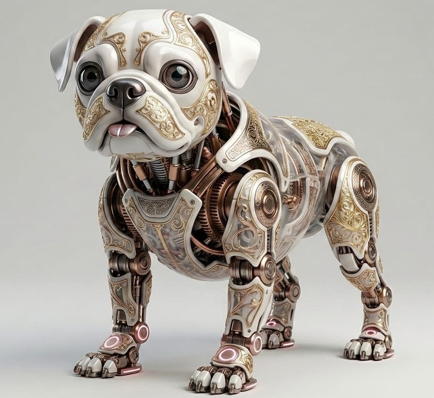 A 3D-rendered dog model shown against a neutral background